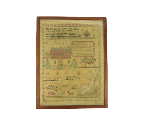 A fine George III Needlework Sampler, by Elizabeth Lloyd in her tenth year, 1814 at Willenhall School, beautifully worked wit