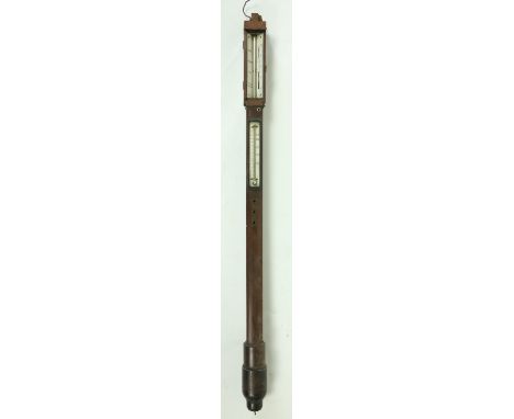 A William IV bow fronted Marine Barometer, by Watkins, Charing Cross, London, 37" (94cms) (loss and damage). (1) 