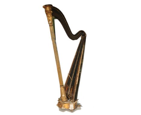 "Horatia Feilding's Harp" A fine Regency gilt and gesso Concert Harp, with ornate brass mounts and fluted column figural capi