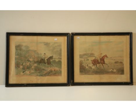 After F.C. Turner &amp; Others&nbsp;  A set of three coloured Hunting Prints, "The Fox Chase" [Plates 1,2,&amp;4] engd. by Ch