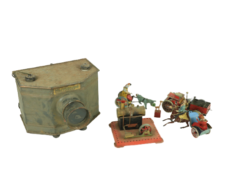 Toys: A Hessmobil Roadster, c. 1900, with H shield logo, J.L.H. logo, 2 Dr. Pat, 9" (23cms); together with a Vintage Lehmann 