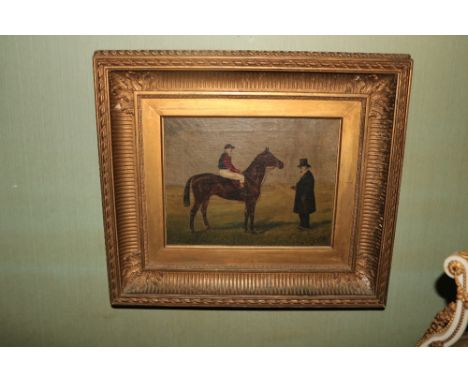 Timothy B. Whitby, 20th Century English&nbsp;  "Minoru," O.O.C., depicting Jockey on chestnut horse with King Edward standing