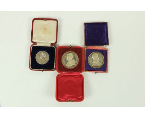 Two cased silver Papal Medals, Pope Leo XIII, Pius IX, National Eistedd Association Medal with Edward Prince of Wales, cased,