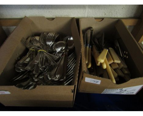 TWO BOXES SILVER PLATED AND BONE HANDLED CUTLERY (2)  