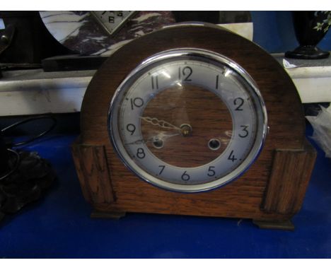 OAK FRAMED MANTLE CLOCK  