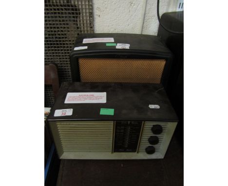 MIXED LOT: COMPRISING TWO VARIOUS RADIOS, THE FIRST BUSH RADIO, AC-DC RECEIVER, TYPE VHF90 WITH BLACK RECTANGULAR CASE, FABRI