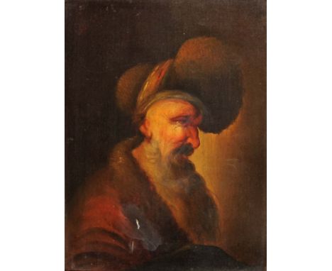 FOLLOWER OF CHRISTIAN WILHELM ERNST DIETRICH (1712-1774) Portrait of an old bearded man, oil on panel, 24 x 17.5cm