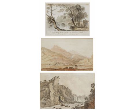 DR WILLIAM CROTCH (1775-1847) '77 Emont Bridge From The Westmorland Side From a Print by T. Allom', signed with initials and 