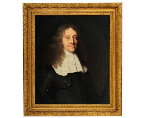 ATTRIBUTED TO PIETER NASON (c.1612-1689) Portrait of a gentleman with long curly hair wearing a broad lace collar and armour,