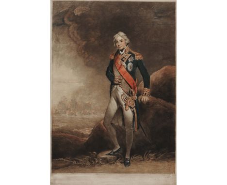 A * STEWART WRIGHT (19TH/20TH CENTURY) Portrait of Horatio Nelson, mezzotint c.1924, hand-coloured, pencil signed in the marg