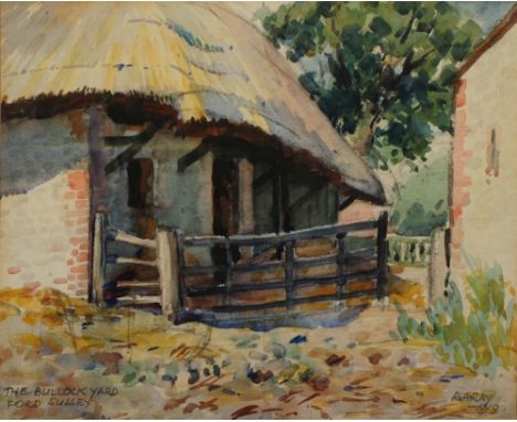 R * A * RAY (20TH CENTURY) 'The Bullock Yard, Ford, Sussex', signed, titled and dated 1919, watercolour, 24 x 32cm; and three