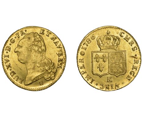 France, Louis XVI (1774-1793), 2 Louis d’Or, 1786k, Bordeaux (KM 592.8). Lustrous and well-struck, small patch of scratching 