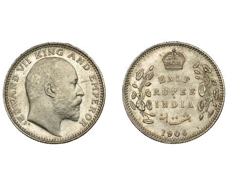 India, Edward VII, Half-Rupee, 1906c, Calcutta (Prid. 310; SW 7.58; KM 507). Lustrous with a light cabinet tone, virtually mi