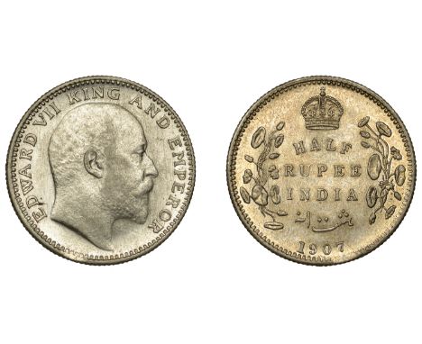 India, Edward VII, Half-Rupee, 1907b, Bombay (Prid. 316; SW 7.64; KM 507). Some light scratches in field, otherwise lustrous,
