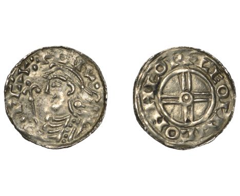 Cnut (1016-1035), Penny, Short Cross type, Hertford, Leofric, +leofric on heor, 0.87g/12h (BEH 1152; N 790; S 1159). Light su