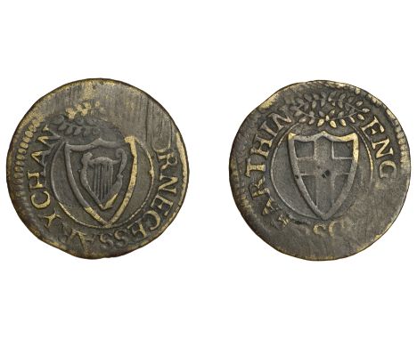 Commonwealth (1649-1660), Pattern Farthing, in brass with a copper centre, shield with St George’s Cross, laurel wreath enclo