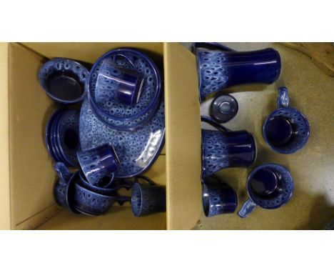 A dark blue mottled tea and dinner service **PLEASE NOTE THIS LOT IS NOT ELIGIBLE FOR POSTING AND PACKING** 