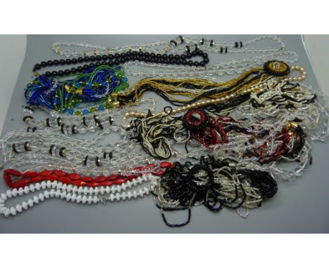 Vintage Czech glass bead necklaces, old shop stock 
