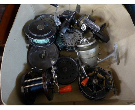 Ten vintage fishing reels including Allcock and Penn 