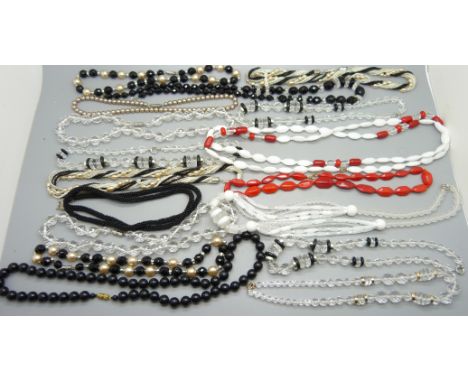 Vintage Czech glass bead necklaces, old shop stock 