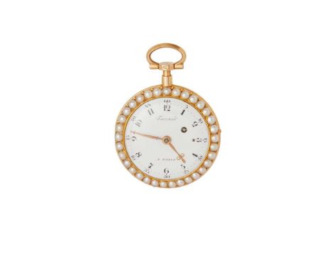 A continental pocket watch Open face, key wind, 18ct gold case with French eagle’s head mark, round white enamel dial signed 