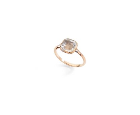 A late 18th/early 19th century Stuart crystal ring Set with an octagonal step-cut crystal, in a foil-backed setting with hair
