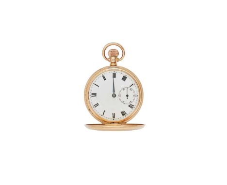A gold pocket watch Full hunter, keyless wind, 9ct gold case with full Birmingham hallmarks for 1939, unsigned movement, roun