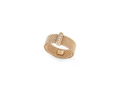 Tiffany & Co: A diamond 'Somerset' ring The mesh style ring with applied round brilliant-cut diamond detail, stamped T&amp;Co