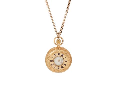 A pocket watch Half-hunter case stamped 18k, 3/4 plate movement with inscription to the place and numbered 1333605, round whi