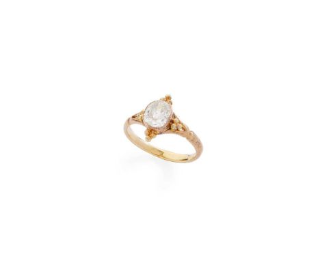 A diamond ring Millegrain-set with an old cushion-cut diamond, weighing approximately 1.10cts, beaded detail to setting, unma