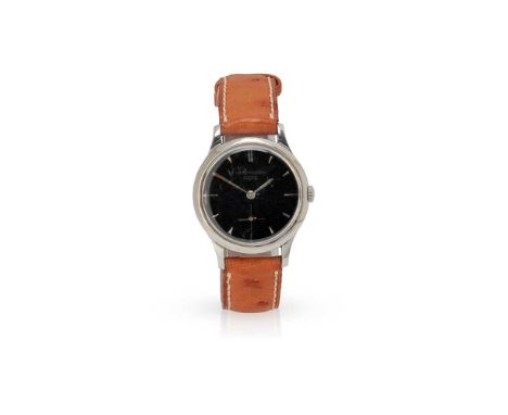 Y Jaeger-leCoultre: A stainless steel wristwatch  automatic, Black circular dial with baton indicators, polished dagger hands