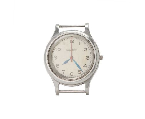 Jaeger le Coultre: A military-issue stainless steel wrist watch  round grey dial with Arabic numerals, outer seconds hand, bl