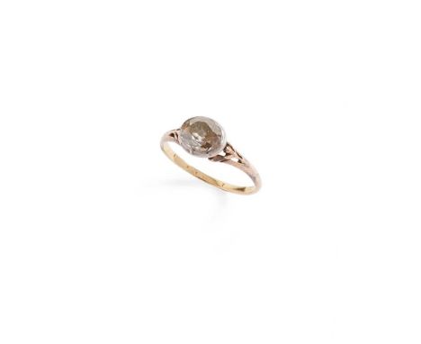 A mid-19th century diamond ring Collet-set with a foil-backed old oval-cut diamond, indistinctly markedDimensions:Ring size: 