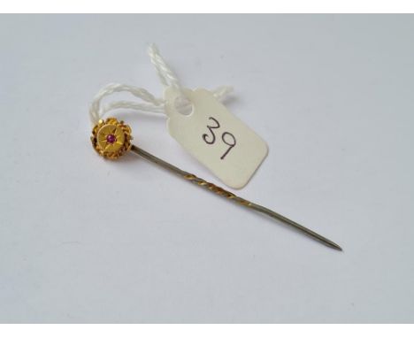 Ruby and gold set stick pin
