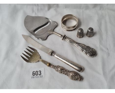 A two thimbles a mounted fork E.T.C 