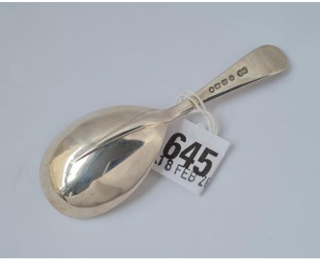 A Victorian plain old English rat tail caddy spoon, Birmingham 1888 by Elkington