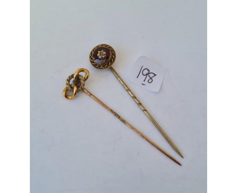 Two more similar gold top stick pins