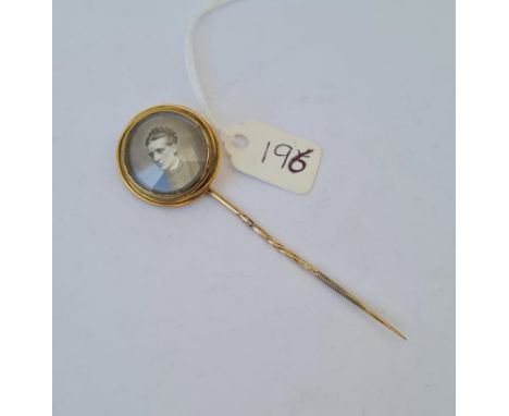 19thc gold top locket stick pin