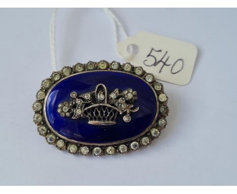 A heavy antique silver &amp; enamel paste set brooch