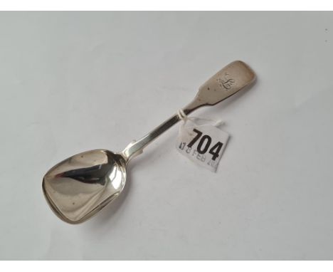 A Victorian Newcastle fiddle pattern long handled caddy spoon 1866 by TS