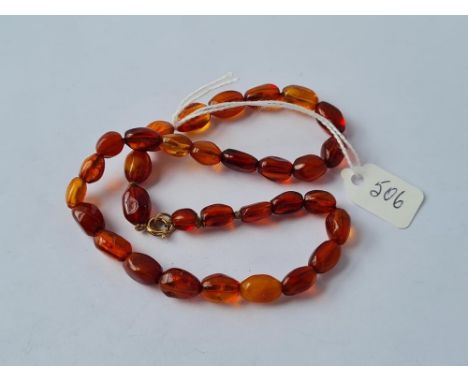 A vintage amber bead necklace