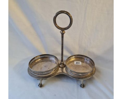 A Decanter stand with central ring handle 11 inches wide 