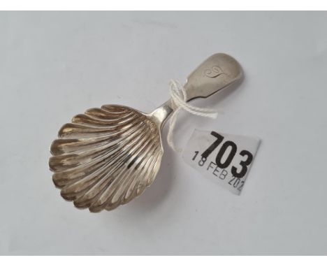 A Georgian Scottish caddy spoon with shell bowl Edinburgh 1828 by J McKay 