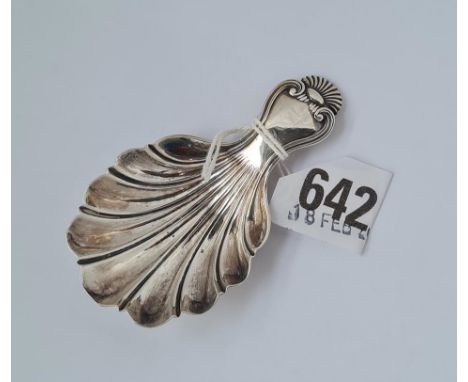 A early Victorian caddy spoon with shell decorated bowl and stem, Birmingham 1846 by Y&amp;W