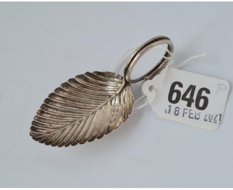 A Victorian caddy spoon with leaf shaped bowl, Birmingham 1858 by GW Co