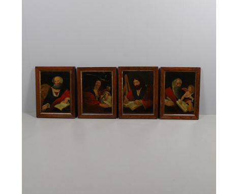 ENGLISH SCHOOL ,19TH CENTURY. The Four Evangelists, a set of four coloured glass prints (etchings with aquatint), in rosewood