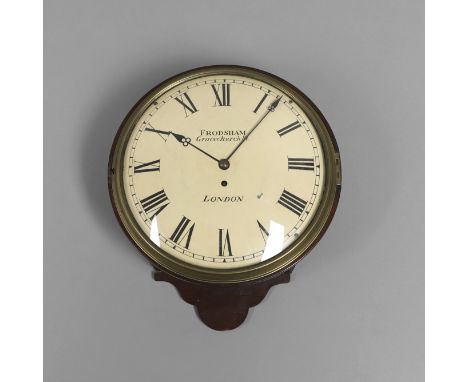 AN EARLY 19TH CENTURY MAHOGANY WALL CLOCK. the 12" painted Roman numeral dial signed Frodsham, Gracechurch St, London, on a b