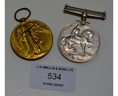WW1 MEDAL DUO - 40430 PTE A.R. HOYLES YORK R.     