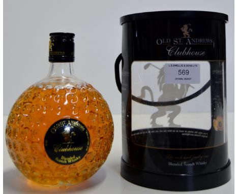 OLD ST ANDREWS "CLUBHOUSE" BLENDED SCOTCH WHISKY IN A DECANTER MODELLED AS A GOLF BALL WITH PRESENTATION BOX - 70CL, 40% VOL 