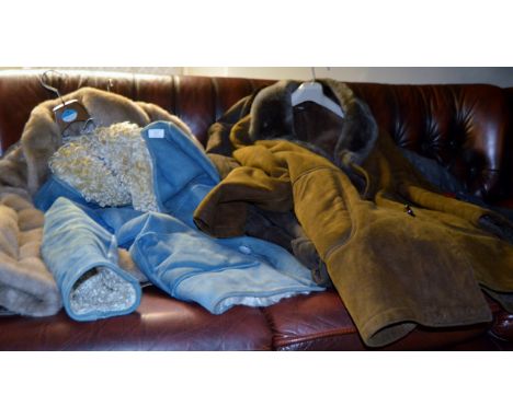 VARIOUS JACKETS, LEATHER JACKET, SHEEP SKIN LINED COAT ETC